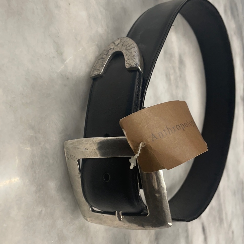 Anthropology Black Belt with Silver Buckle